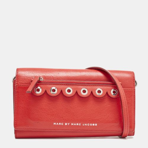 Marc by Marc Jacobs Red Leather Eyelet Flap Wallet On Chain - Marc by Marc Jacobs - Modalova