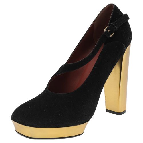 Marc by Marc Jacobs Black Suede Platform Block Heel Pumps Size 38.5 - Marc by Marc Jacobs - Modalova