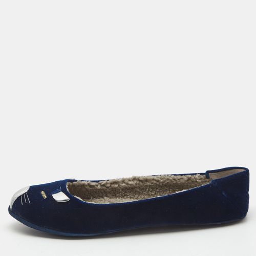 Marc by Marc Jacobs Navy Blue Velvet and Leather Cat Ballet Flats Size 36.5 - Marc by Marc Jacobs - Modalova