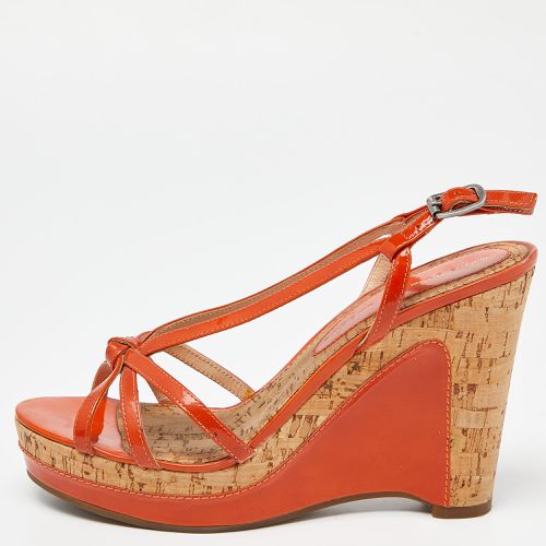 Marc by Marc Jacobs Orange Patent Leather Cork Wedge Slingback Sandals Size 37.5 - Marc by Marc Jacobs - Modalova