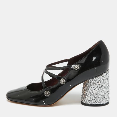 Marc by Marc Jacobs Black Patent And Glitter Block Heel Pumps Size 37 - Marc by Marc Jacobs - Modalova