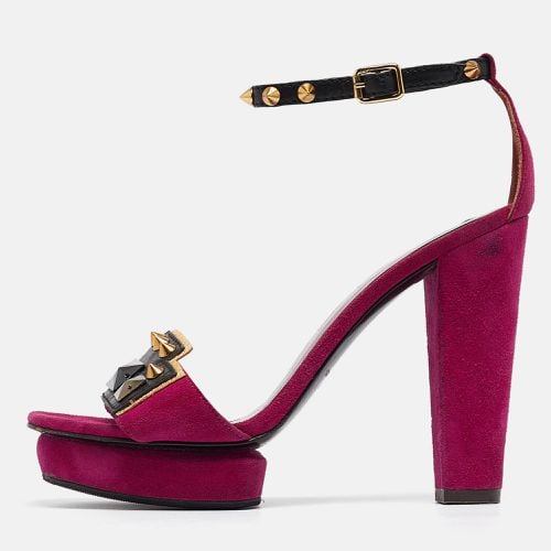 Marc by Marc Jacobs Magenta Suede and Leather Studded Ankle Strap Sandals Size 38 - Marc by Marc Jacobs - Modalova