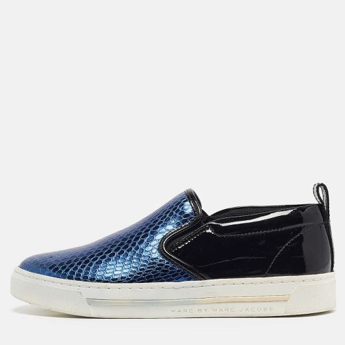 Marc by Marc Jacobs Black Patent and Python Embossed Leather Slip On Sneakers Size 36 - Marc by Marc Jacobs - Modalova