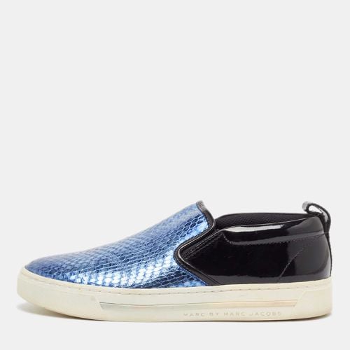 Marc by Marc Jacobs Blue Patent Leather and Python Embossed Leather Broome Sneakers Size 36 - Marc by Marc Jacobs - Modalova