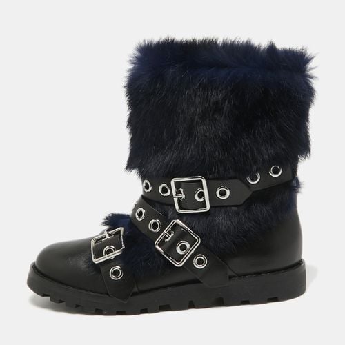 Marc by Marc Jacobs Black Shearing Fur and Leather Ankle Length Boots Size 36.5 - Marc by Marc Jacobs - Modalova