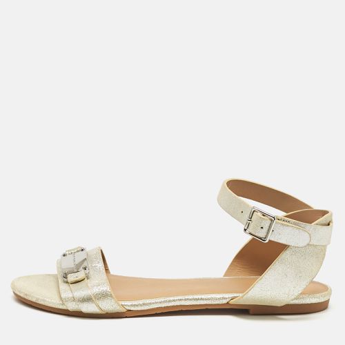 Marc by Marc Jacobs Gold Textured Suede Ankle Strap Flat Sandals Size 36 - Marc by Marc Jacobs - Modalova