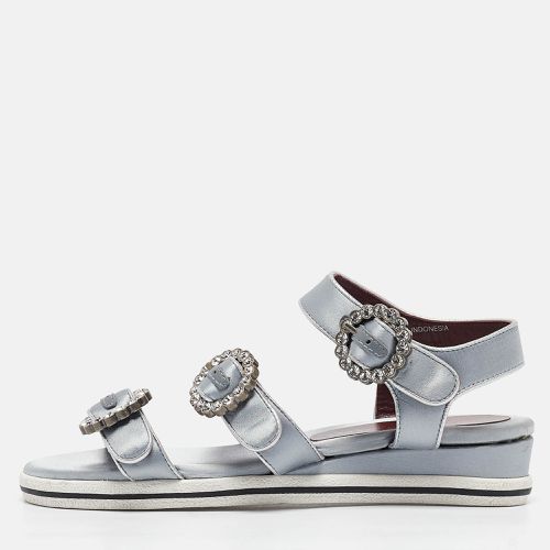 Marc by Marc Jacobs Grey Satin Crystal Embellished Flat Sandals Size 36 - Marc by Marc Jacobs - Modalova