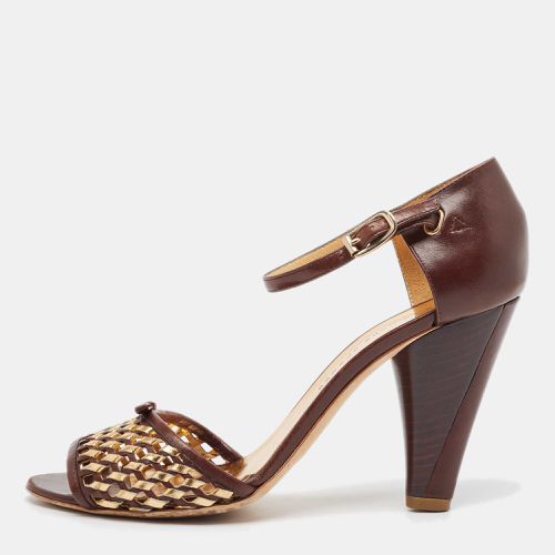 Marc by Marc Jacobs Brown/Gold Leather Ankle Strap Sandals Size 37.5 - Marc by Marc Jacobs - Modalova