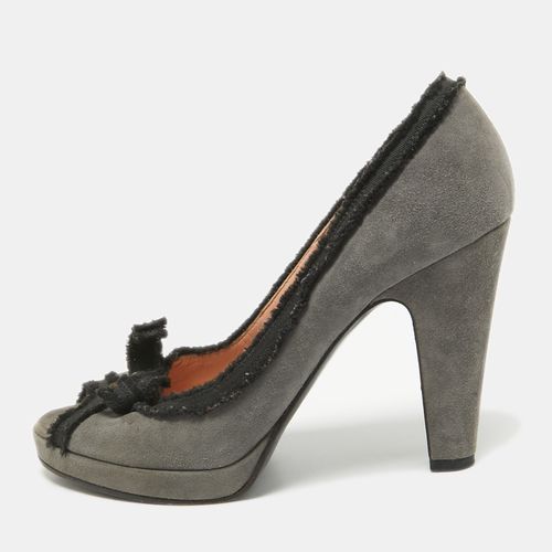 Marc by Marc Jacobs Grey/Black Suede Peep Toe Platform Pumps Size 37 - Marc by Marc Jacobs - Modalova