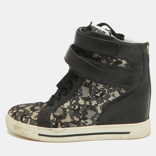 Marc by Marc Jacobs Black Leather and Mesh High Top Sneakers Size 41 - Marc by Marc Jacobs - Modalova