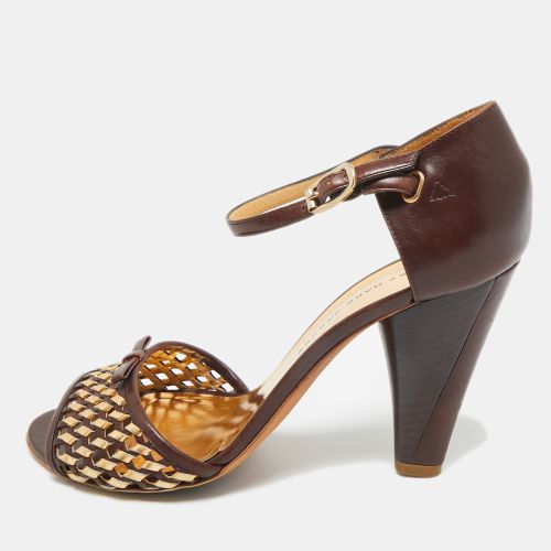 Marc by Marc Jacobs Brown/Gold Leather Bow Ankle Strap Sandals Size 37.5 - Marc by Marc Jacobs - Modalova