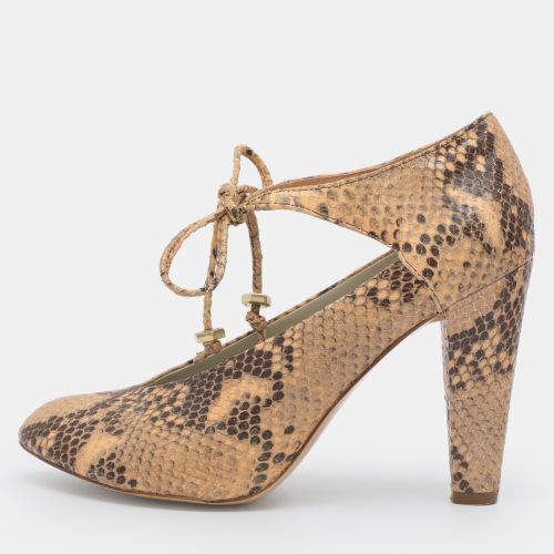 Size 39 /Brown Python Embossed Leather Ankle Tie Pumps - Marc by Marc Jacobs - Modalova