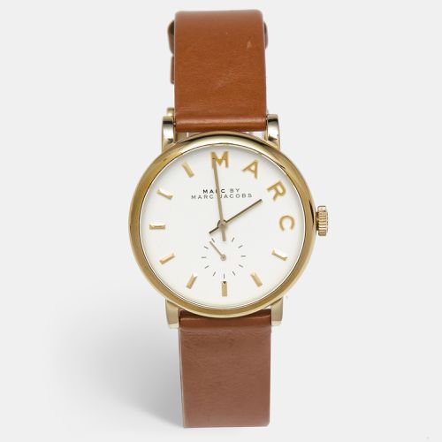 Marc By Marc Jacobs White Gold Plated Stainless Steel Leather Baker MBM1316 Women's Wristwatch 36.50 mm - Marc by Marc Jacobs - Modalova