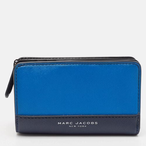 Marc Jacobs Blue/Black Leather Colorblock Compact Wallet - Marc Jacobs - Modalova