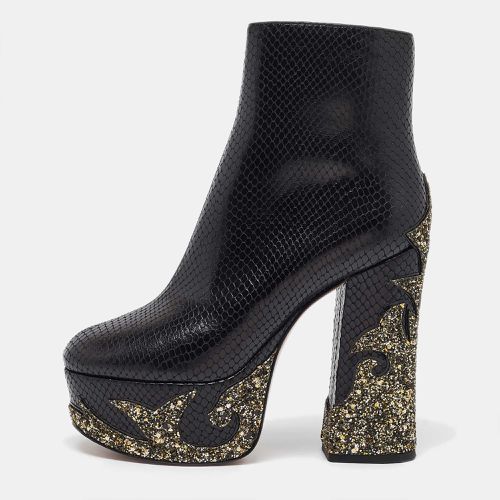 Marc Jacobs Black Python Embossed Leather Ankle Length Boots Size 36 - Marc Jacobs - Modalova