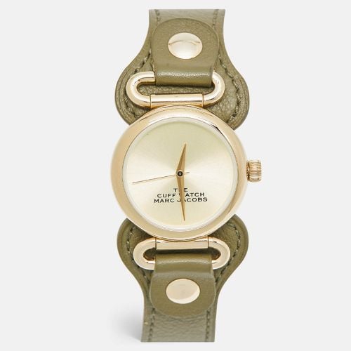 Champagne Gold PVD Coated Stainless Steel Leather The Cuff Watch MJO120179289 Women's Wristwatch 32 mm - Marc Jacobs - Modalova