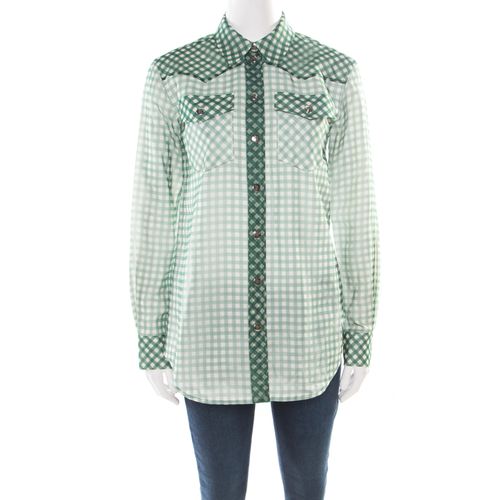 Marc Jacobs Green and White Checked Organza Long Sleeve Shirt S - Marc Jacobs - Modalova