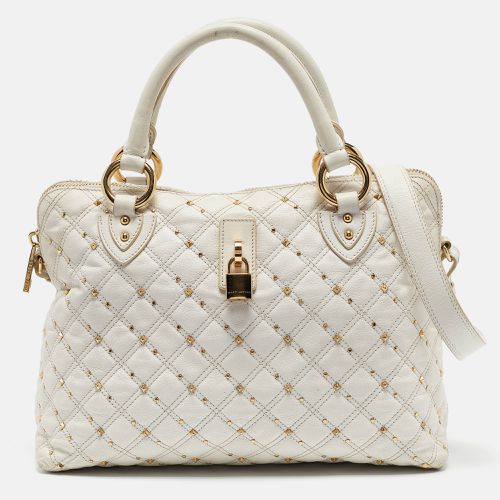 Marc Jacobs White Quilted Leather Large Rio Stardust Studded Satchel - Marc Jacobs - Modalova