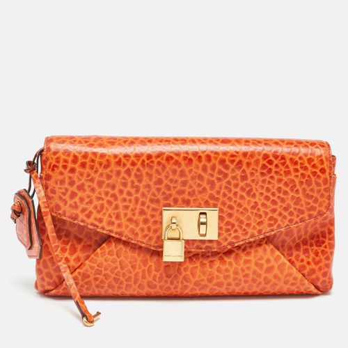 Marc Jacobs Orange Textured Leather Lock Flap Clutch - Marc Jacobs - Modalova