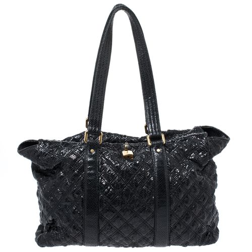 Marc Jacobs Black Quilted Snakeskin Embossed Leather Tote - Marc Jacobs - Modalova