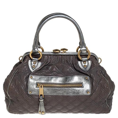 Marc Jacobs Grey/Silver Quilted Leather Stam Shoulder Bag - Marc Jacobs - Modalova