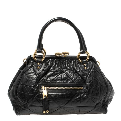 Marc Jacobs Black Crinkled Leather Stam Satchel - Marc Jacobs - Modalova