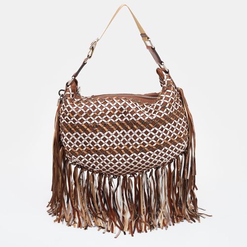 Marc Jacobs Brown/Metallic Woven Leather and Snakeskin Embossed Leather Fringe Hobo - Marc Jacobs - Modalova