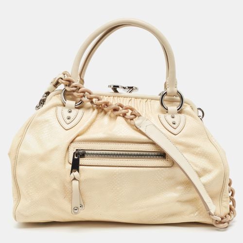 Marc Jacobs Cream Snakeskin Embossed Leather Stam Satchel - Marc Jacobs - Modalova