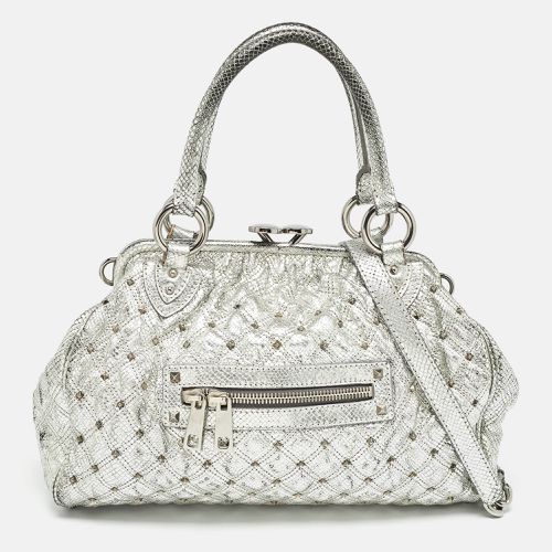 Marc Jacobs Silver Textured Quilted Leather Stam Satchel - Marc Jacobs - Modalova