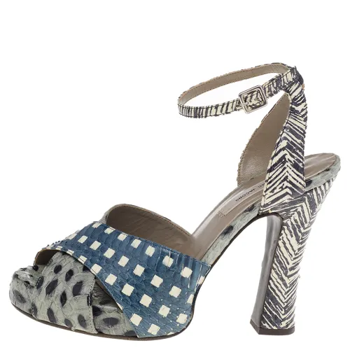 Python Leather Ankle Strap Sandals Size 35.5 - Marc Jacobs - Modalova