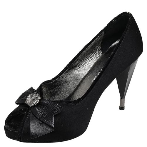 Marc By Marc Jacobs Black Satin Bow Peep Toe Pumps Size 39 - Marc by Marc Jacobs - Modalova