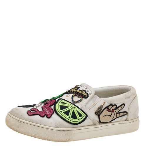 Marc Jacobs White Canvas Patches And Embellished Mercer Slip On Sneakers Size 38 - Marc Jacobs - Modalova