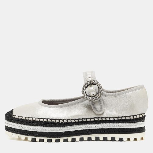 Marc Jacobs Silver Nubuck Leather Suzi Platform Espadrilles Size 37 - Marc Jacobs - Modalova