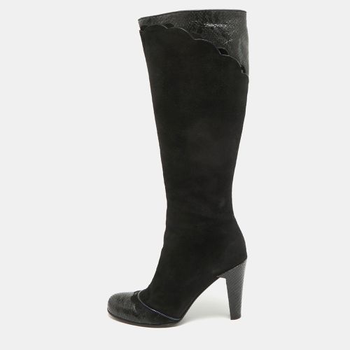 Marc Jacobs Black Python Embossed Leather and Suede Knee High Boots Size 39.5 - Marc Jacobs - Modalova