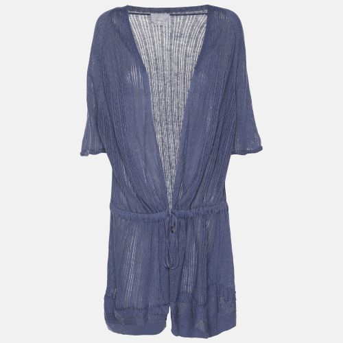 Voyage by Marina Rinaldi Blue Linen Knit Belted Cardigan L - Marina Rinaldi - Modalova