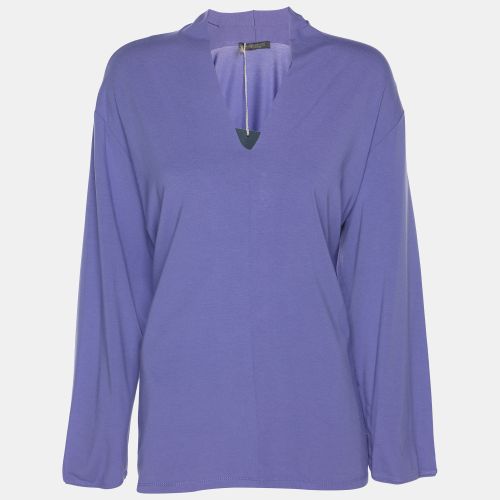 Marina Rinaldi Purple Jersey V Neck Top XL - Marina Rinaldi - Modalova