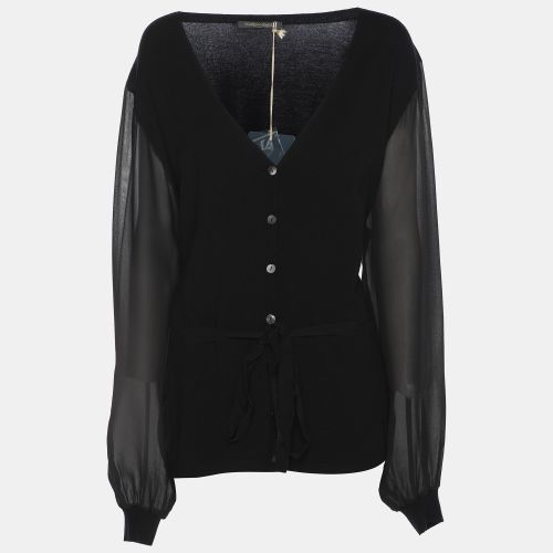 Marina Rinaldi Black Stretch Knit Belted Sweatshirt XL - Marina Rinaldi - Modalova