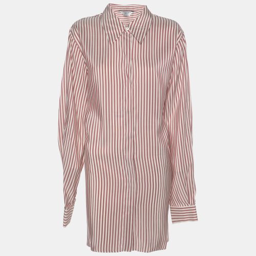 Marina Rinaldi Light Burgundy Stripe Silk Long Sleeve Shirt L - Marina Rinaldi - Modalova
