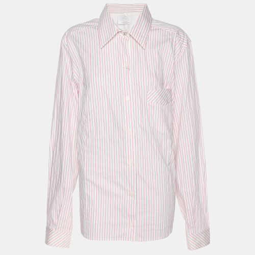 Voyage by Marina Rinaldi Pink/White Stripe Cotton Blend Removable Collar Long Sleeve Shirt L - Marina Rinaldi - Modalova