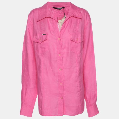 Marina Sport by Marina Rinaldi Pink Linen Button Front Shirt L - Marina Rinaldi - Modalova