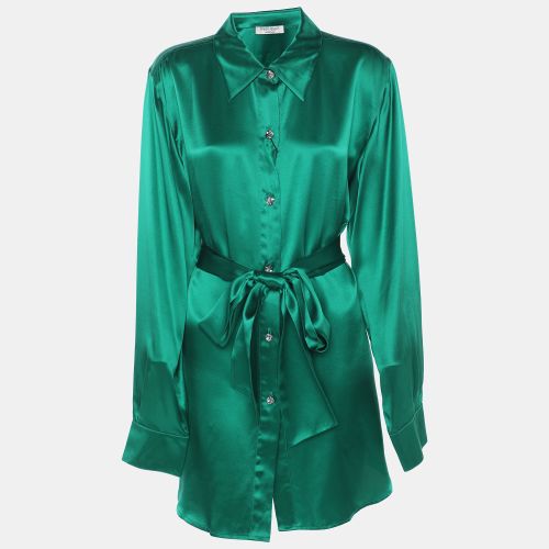 Marina Rinaldi Green Satin Scarf Neck Long Sleeve Shirt L - Marina Rinaldi - Modalova