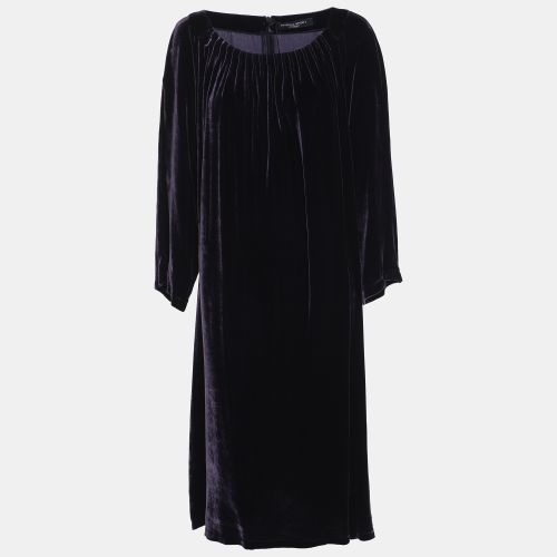 Marina Sport by Marina Rinaldi Purple Velvet Pleated Long Sleeve Mini Dress L - Marina Rinaldi - Modalova
