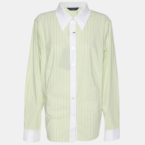 Marina Sport by Marina Rinaldi Green Stripe Cotton Blend Contrast Long Sleeve Shirt L - Marina Rinaldi - Modalova