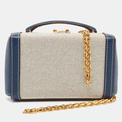 Mark Cross Navy Blue/White Canvas and Leather Box Belt Convertible Bag - Mark Cross - Modalova