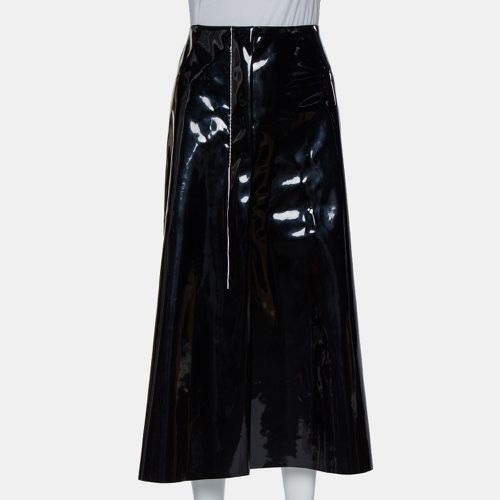 Marni Black Faux Patent Leather Hanging Thread Detail Midi Skirt M - Marni - Modalova