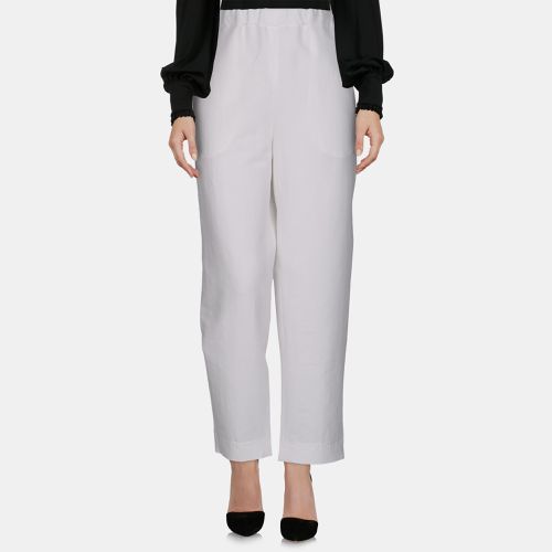 Marni White Linen-Blend Elastic Waist Trousers M (IT 42) - Marni - Modalova