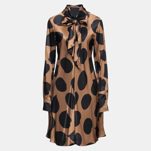 Marni Brown Printed Silk Blend Neck Tie Mini Dress XS (IT 38) - Marni - Modalova