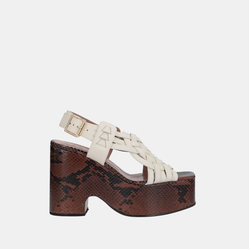 Marni Leather and Snakeskin Embossed Leather Wedge Ankle Strap Sandals 40 - Marni - Modalova