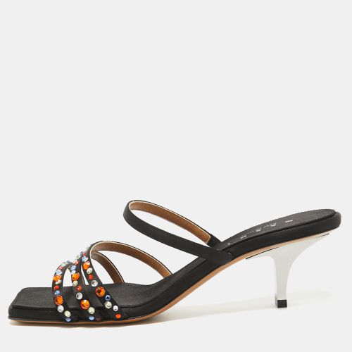 Marni Black Satin Crystal Embellished Slide Sandals Size 40 - Marni - Modalova