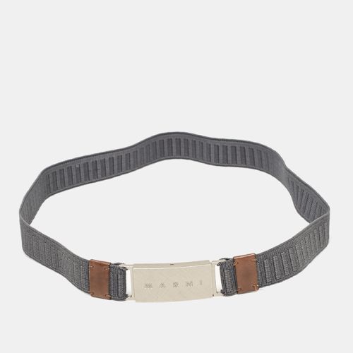 Marni Blue/Brown Elastic and Leather Waist Belt 65 CM - Marni - Modalova